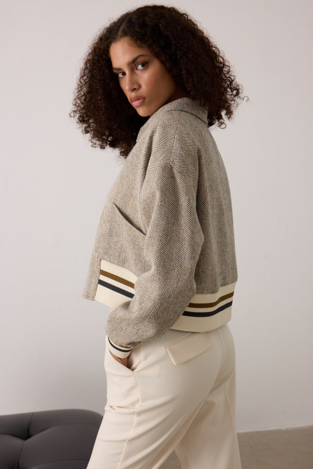 Herringbone Bomber Ceket