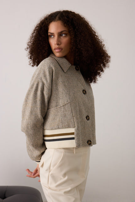 Herringbone Bomber Ceket