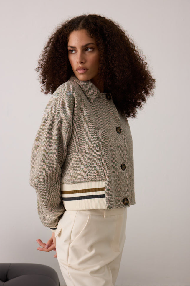 Herringbone Bomber Ceket