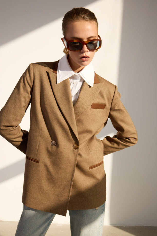 Kruvaze Blazer Ceket (Kahverengi)