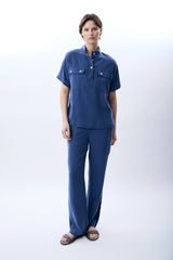 Yüksek Bel Rahat Kesim Pantolon (İndigo)