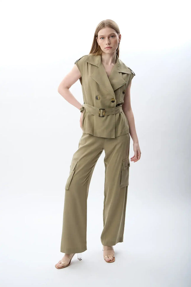 Yan Cep Detaylı Rahat Pantolon (Haki)