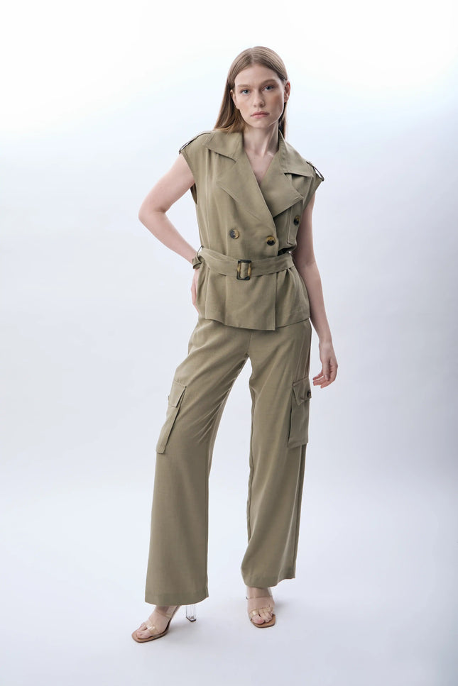 Yan Cep Detaylı Rahat Pantolon (Haki)