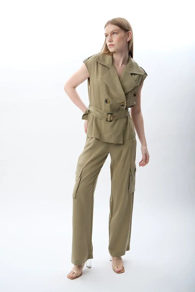 Yan Cep Detaylı Rahat Pantolon (Haki)