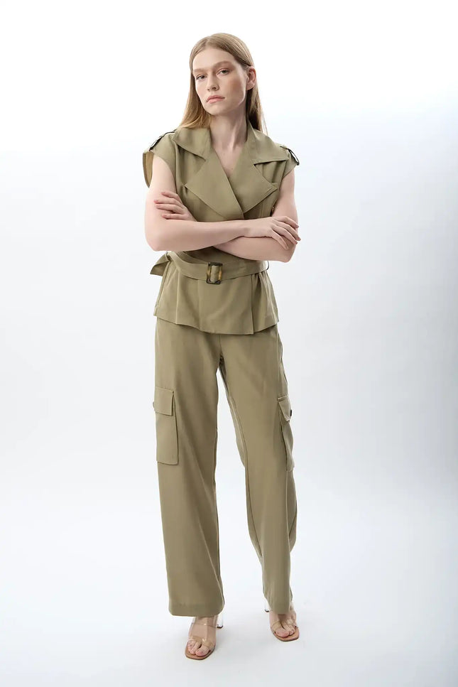 Yan Cep Detaylı Rahat Pantolon (Haki)