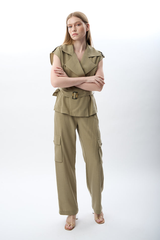 Yan Cep Detaylı Rahat Pantolon (Haki)