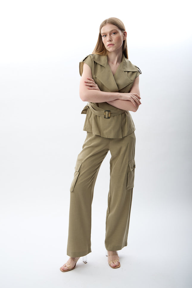 Yan Cep Detaylı Rahat Pantolon (Haki)