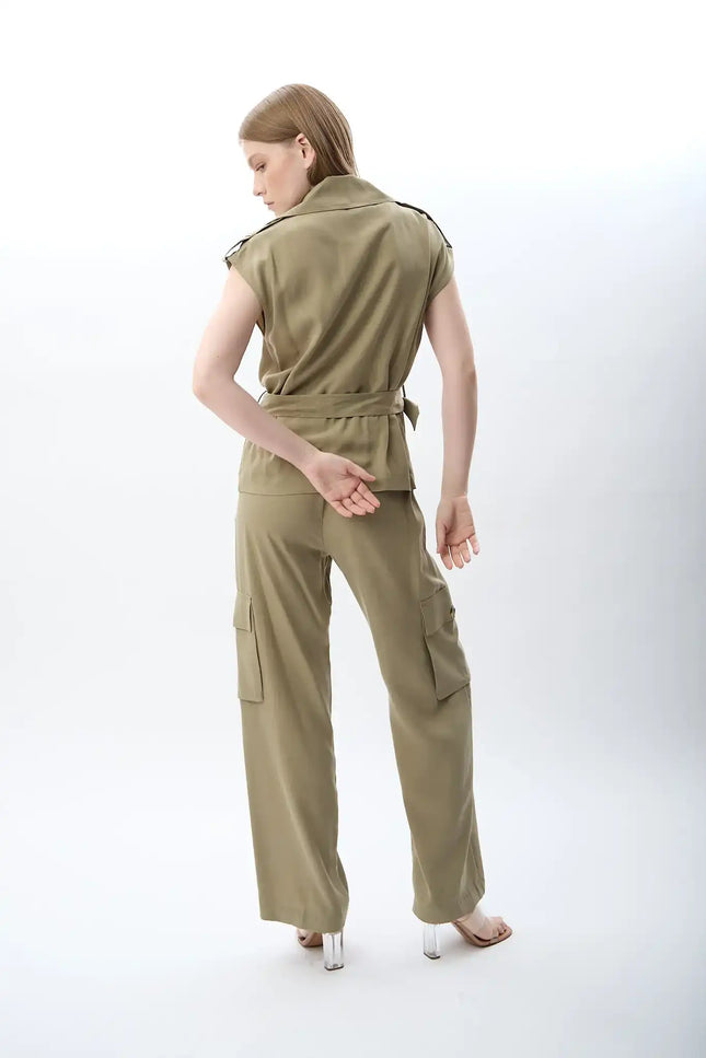 Yan Cep Detaylı Rahat Pantolon (Haki)