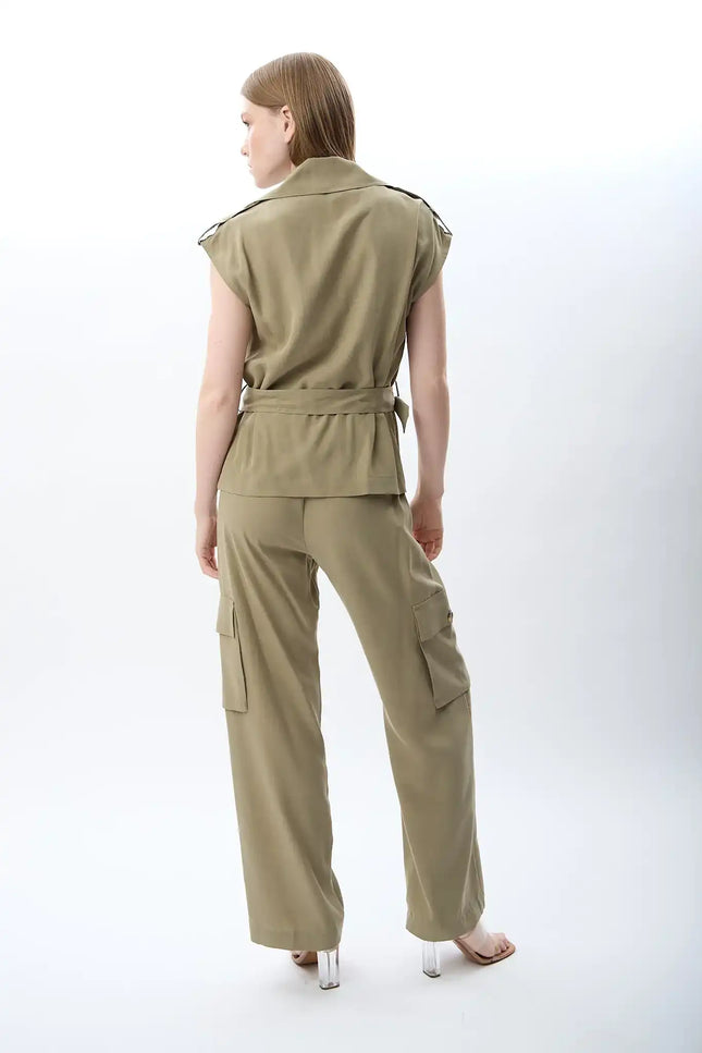 Yan Cep Detaylı Rahat Pantolon (Haki)