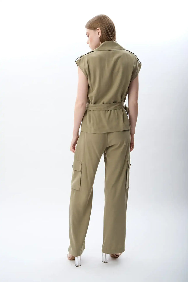 Yan Cep Detaylı Rahat Pantolon (Haki)