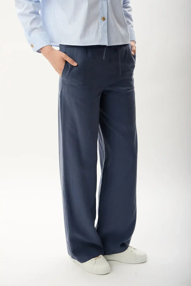 Bağcıklı Rahat Kesim Pantolon(İndigo)