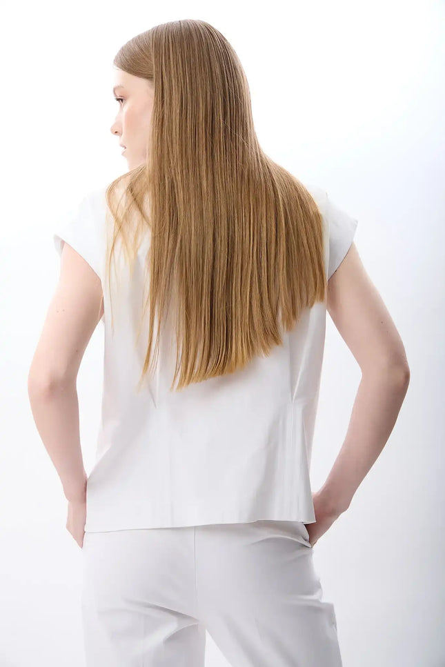 Kapitone Omuzlu Yelek (Beyaz)