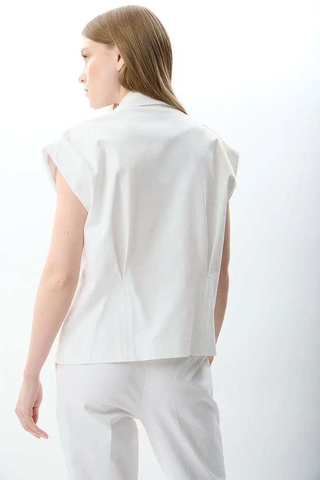 Kapitone Omuzlu Yelek (Beyaz)
