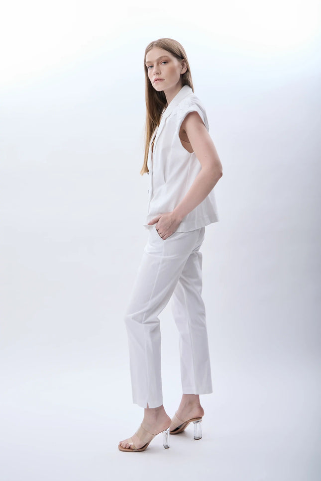 Kapitone Omuzlu Yelek (Beyaz)