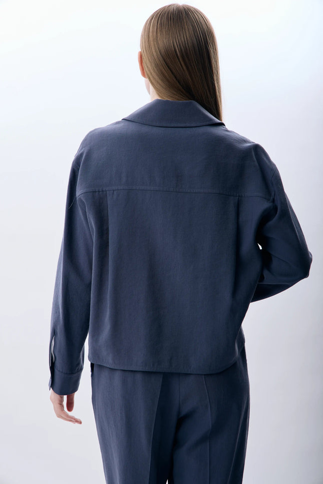 Gömlek Yaka Kısa Ceket (İndigo)