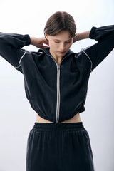 Uzun Kollu Fermuarlı Ceket