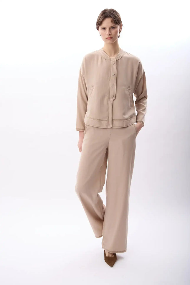 Cepli Rahat Kesim Pantolon (Bej)