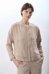 Hakim Yaka Düğmeli Kısa Ceket