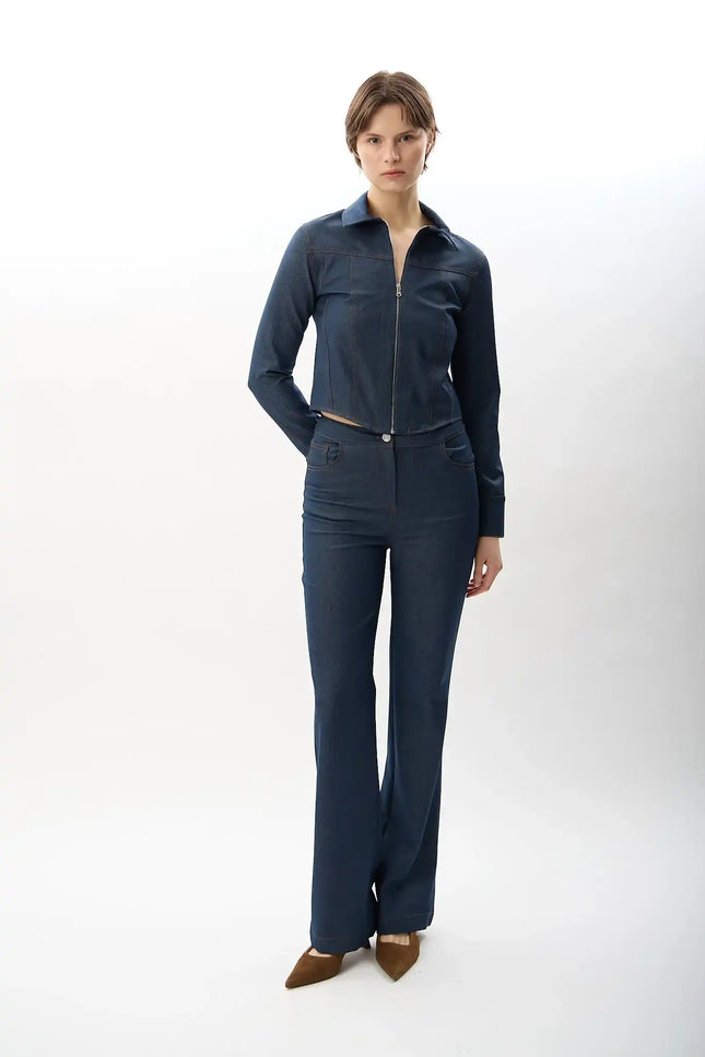 Crop Kesim Kot Ceket (Lacivert)