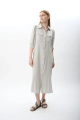 Kısa Kollu Gömlek Elbise (Gri)