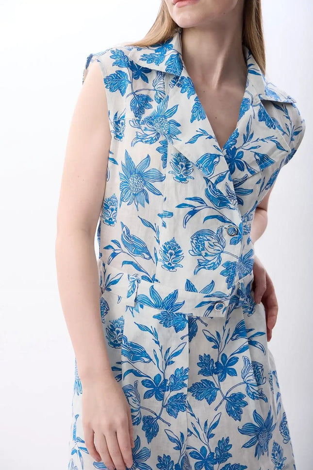 Kruvaze Yaka Keten Tulum