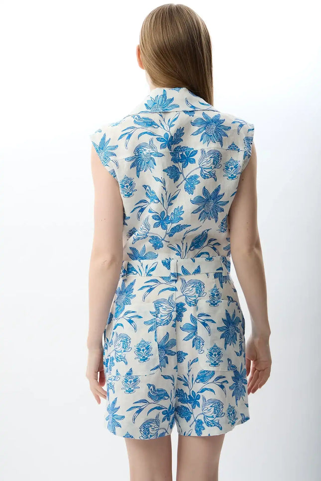 Kruvaze Yaka Keten Tulum