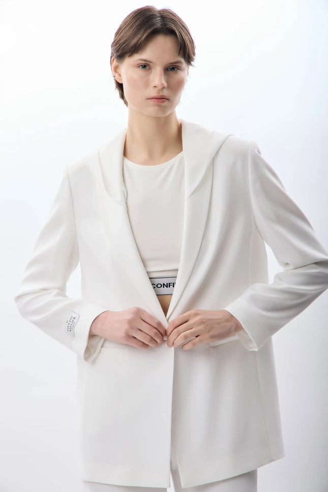 Kapüşonlu Blazer Ceket (Ekru)