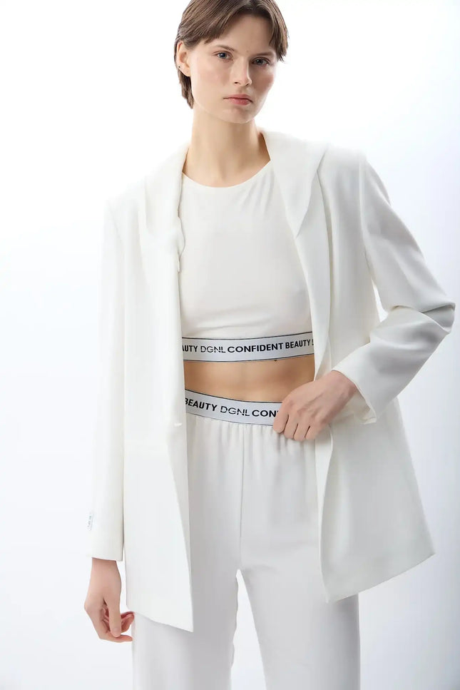 Kapüşonlu Blazer Ceket (Ekru)