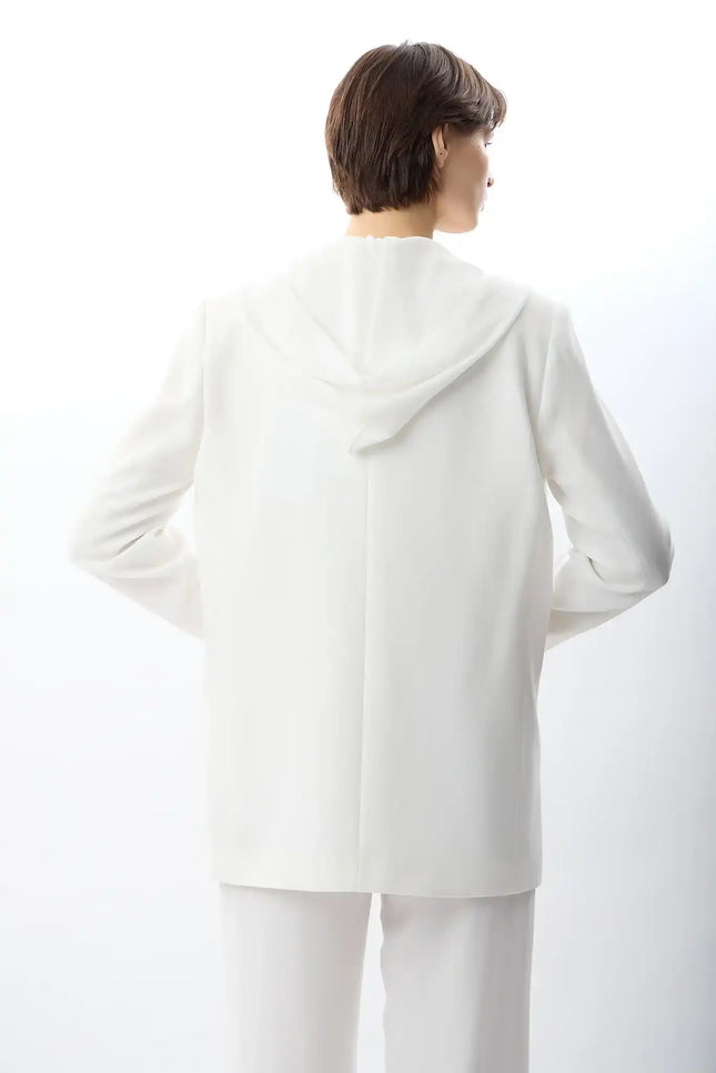 Kapüşonlu Blazer Ceket (Ekru)
