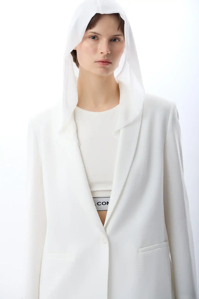 Kapüşonlu Blazer Ceket (Ekru)