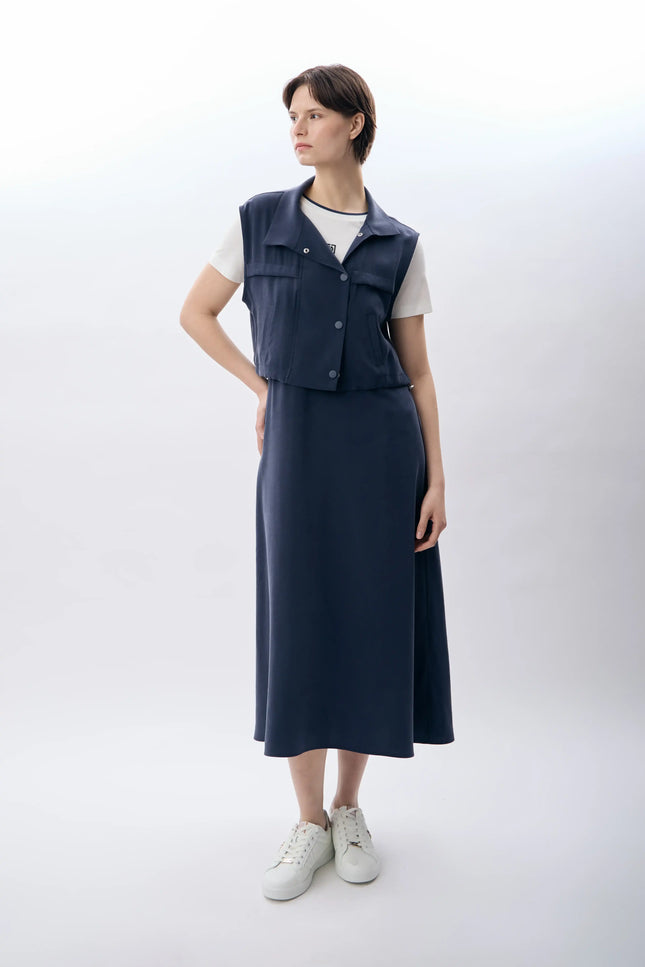 Bisiklet Yaka Kısa Kollu Elbise