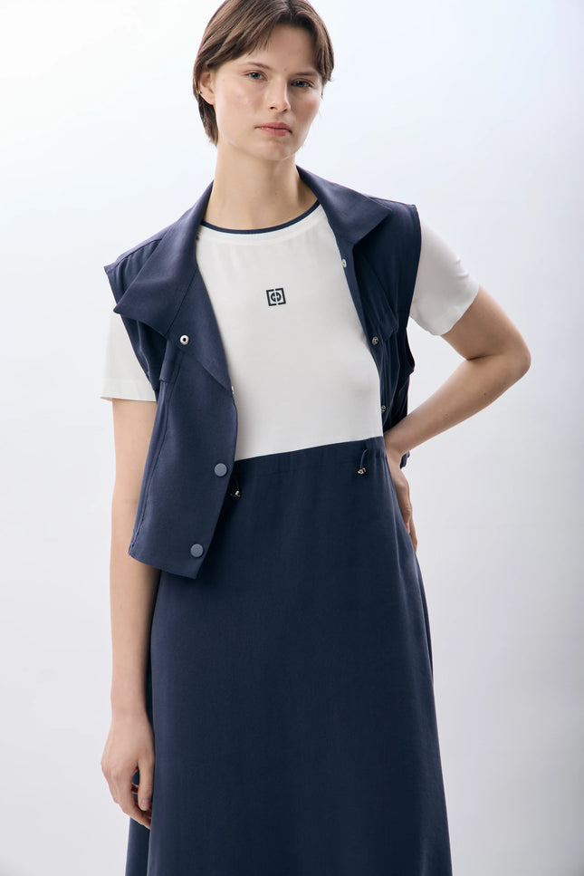 Bisiklet Yaka Kısa Kollu Elbise