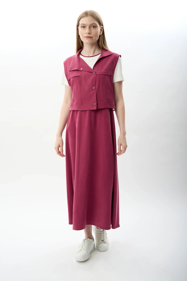 Bisiklet Yaka Kısa Kollu Elbise