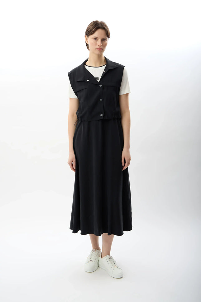 Bisiklet Yaka Kısa Kollu Elbise