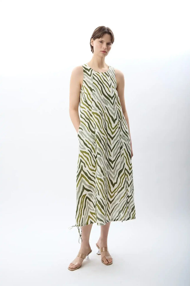 Zebra Desenli Bol Kesim Elbise (Haki)