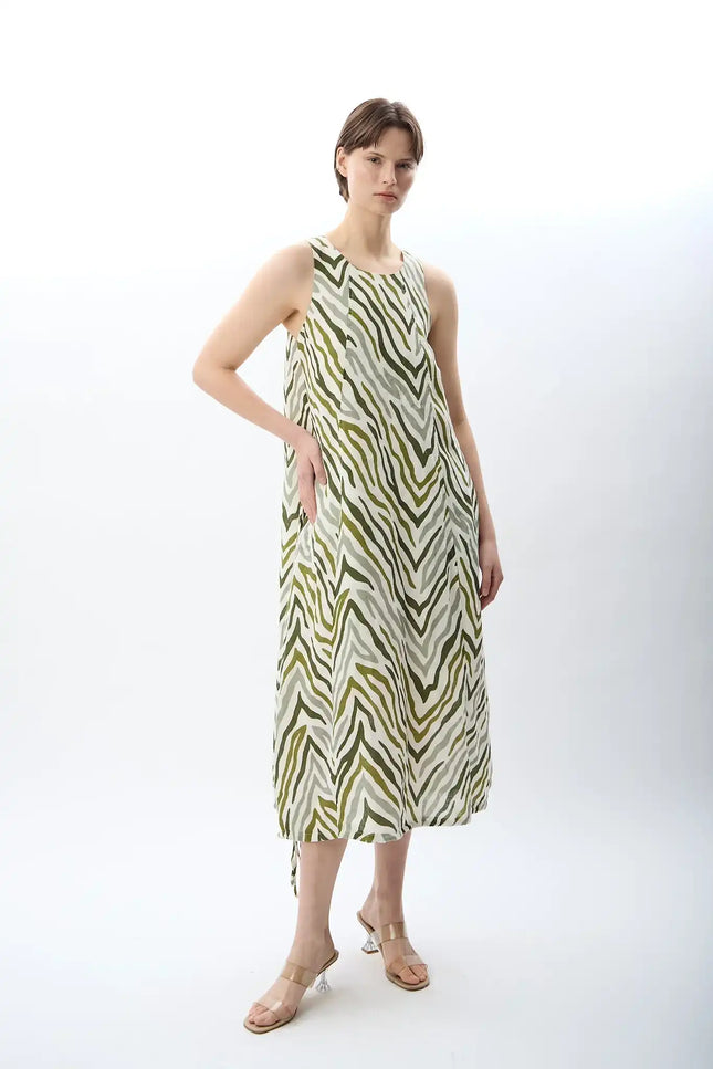 Zebra Desenli Bol Kesim Elbise (Haki)