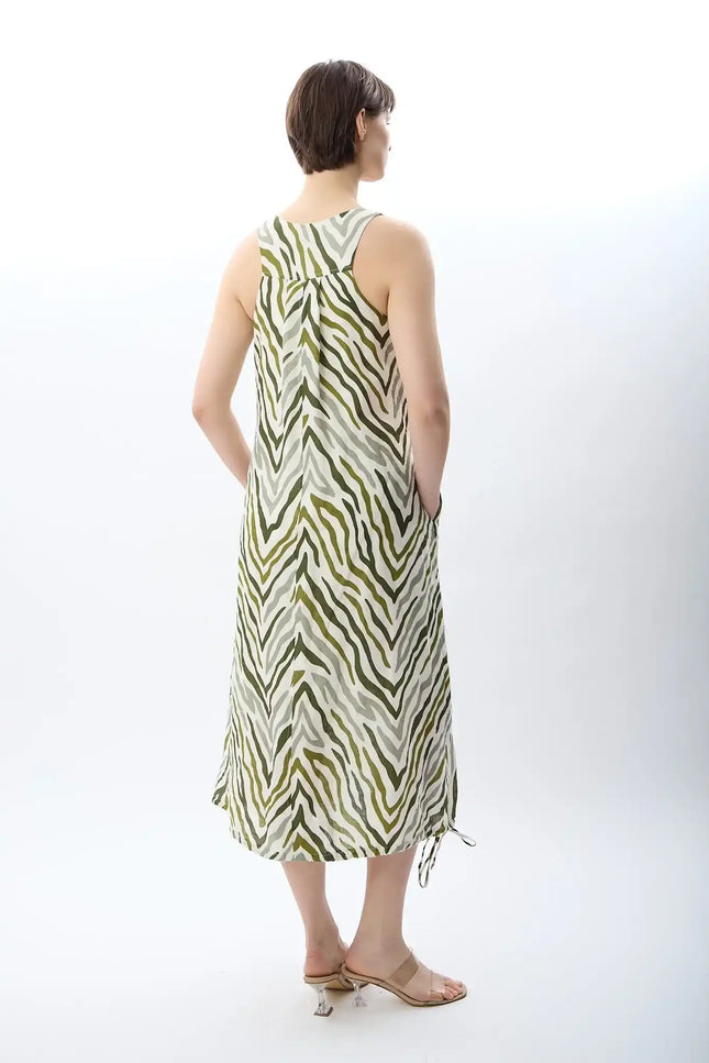 Zebra Desenli Bol Kesim Elbise (Haki)