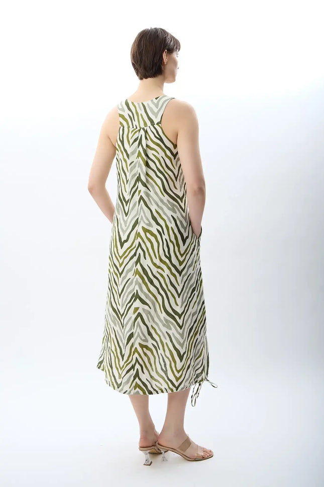 Zebra Desenli Bol Kesim Elbise (Haki)