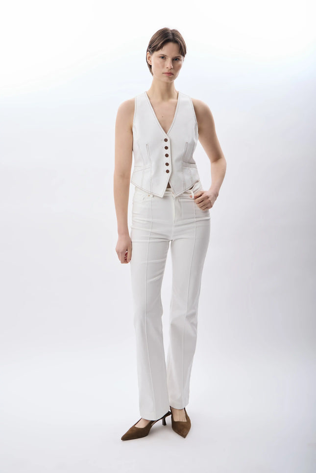 Desenli Kısa Yelek (Ekru)