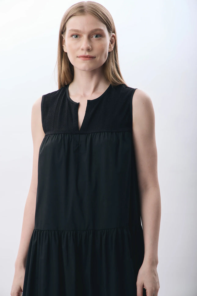 Volanlı Maxi Elbise (Siyah)