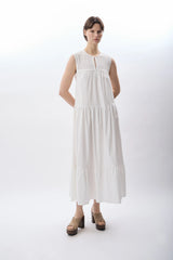 Volanlı Maxi Elbise (Ekru)