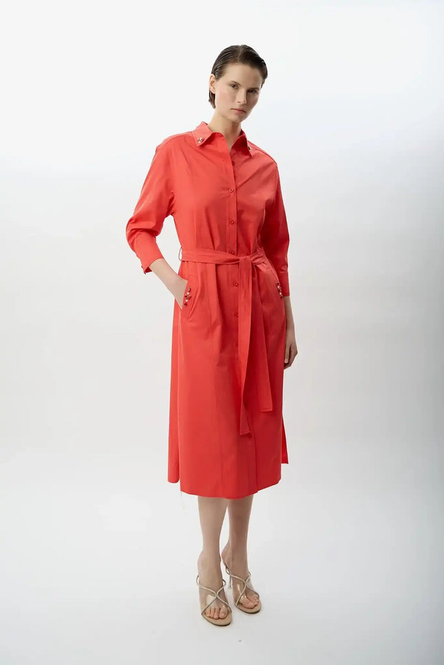 Taş Detaylı Gömlek Elbise (Gül Kurusu)