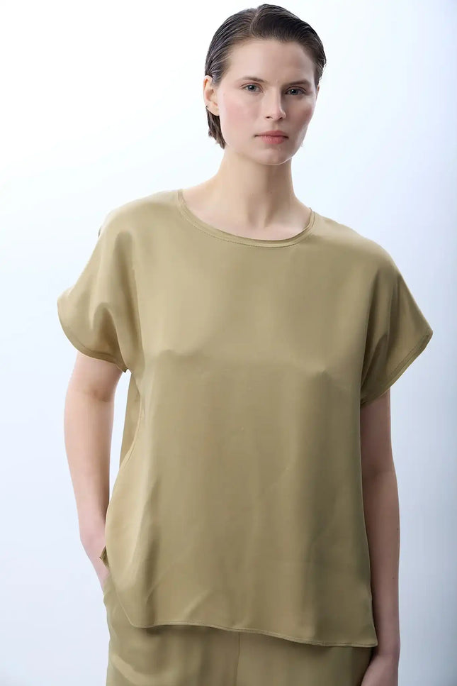 Bisiklet Yaka Bluz (Haki)