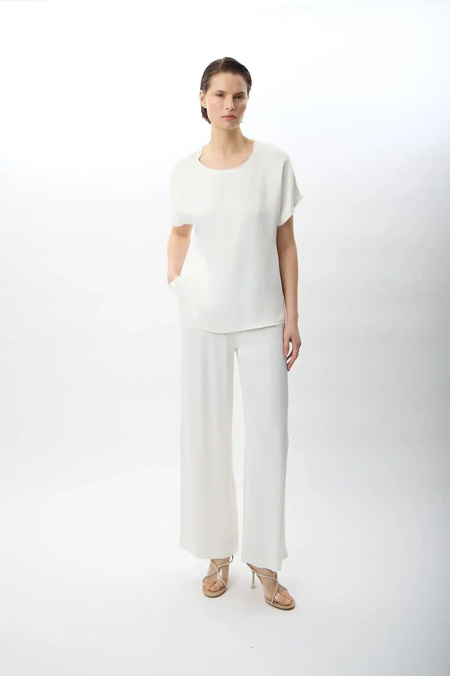 Bağcıklı Rahat Kesim Saten Pantolon (Beyaz)