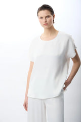 Bisiklet Yaka Bluz (Beyaz)