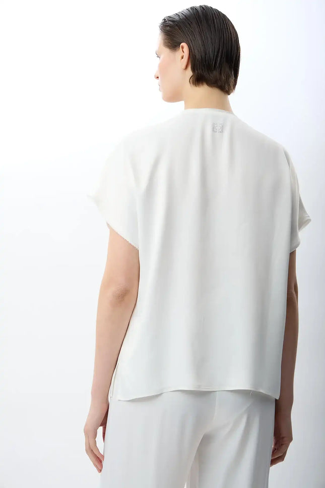 Bisiklet Yaka Bluz (Beyaz)