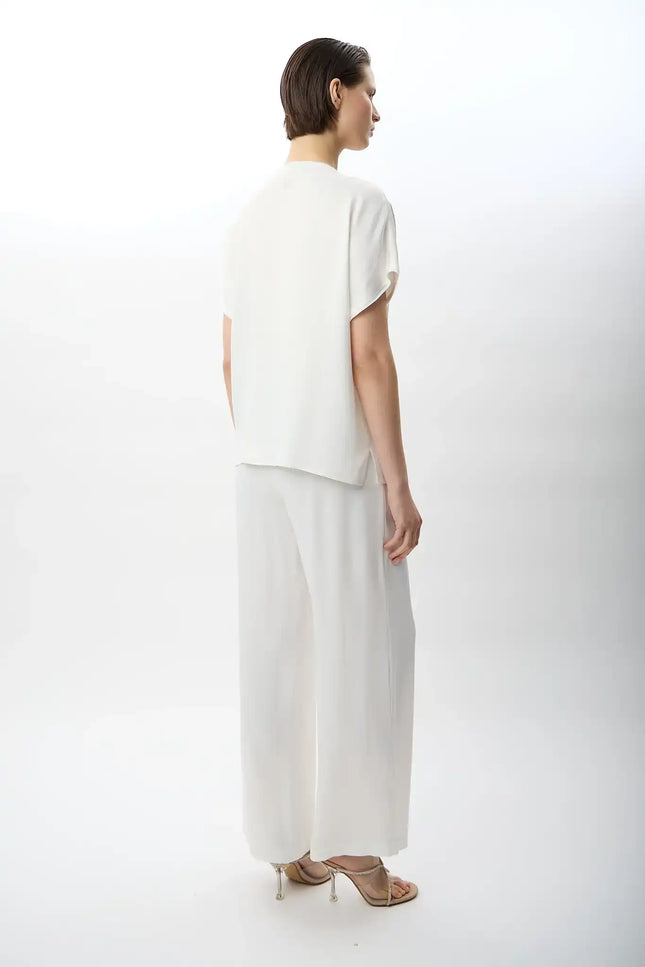 Bağcıklı Rahat Kesim Saten Pantolon (Beyaz)