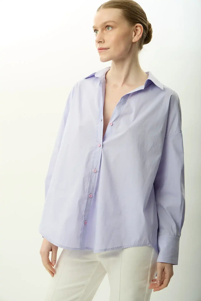 Arkası Uzun Oversize Gömlek (Lila)