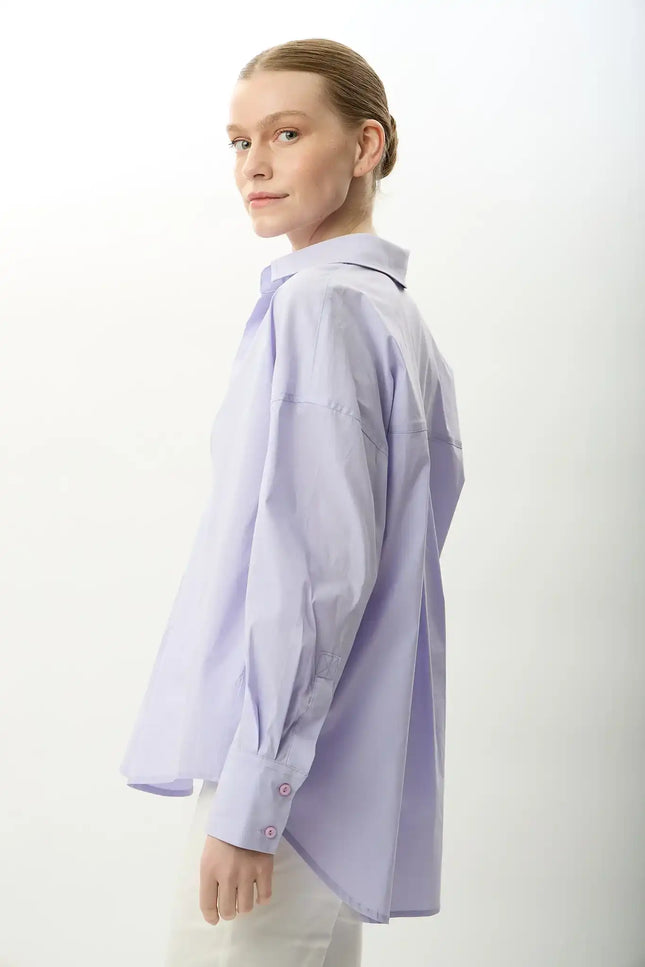 Arkası Uzun Oversize Gömlek (Lila)