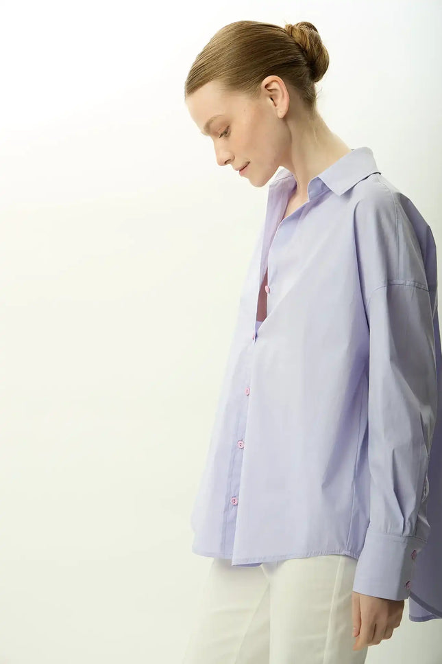 Arkası Uzun Oversize Gömlek (Lila)